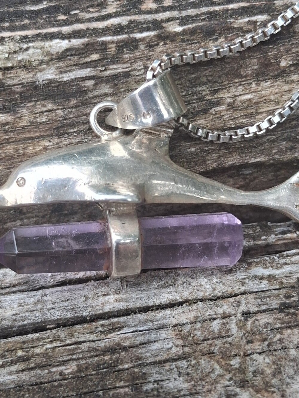 silver amethyst dolphin necklace